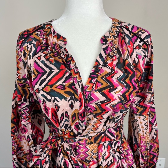 ZARA TRIBAL PRINT SLEEVED MINI DRESS SIZE SMALL - Picture 11 of 16